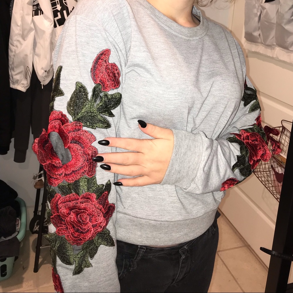 cropped rose sweatshirt